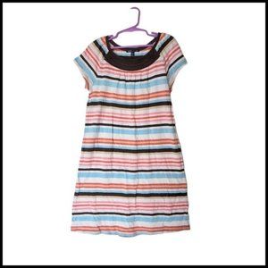 Gap Kids Outlet Dress Striped Girls‎ size L 10 Years White Brown Blue